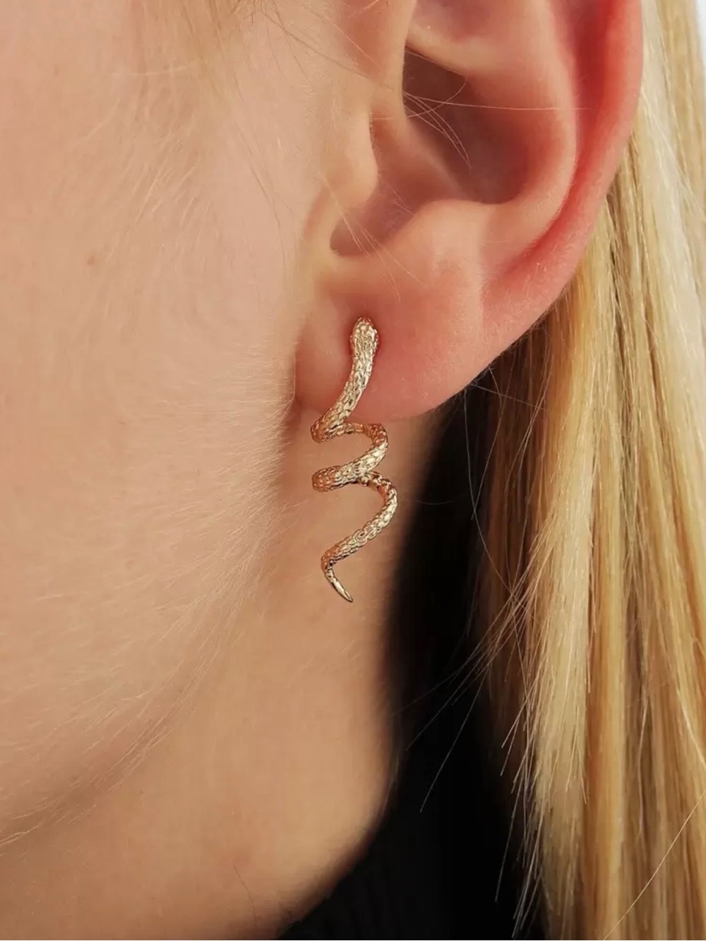 Gold Snake Coil Earrings - Women's Fashion Jewelry